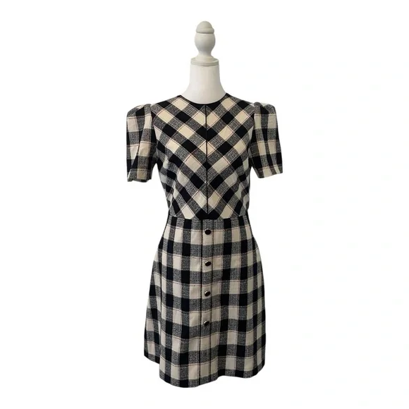 Shoshanna Classic Plaid Mini Black and White Checkered Dress 6 New - Picture 1 of 6